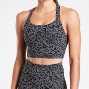 Athleta Warrior Longline Leopard Print Sports Bra